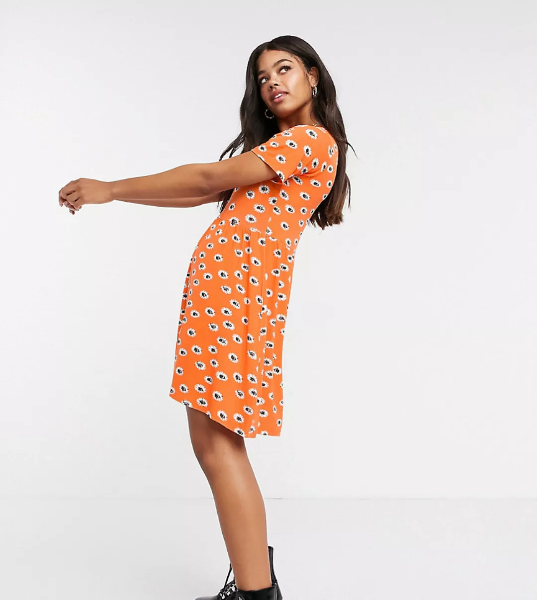 Wednesday's Girl – Mini-Hängerkleid mit Sommerblumen-Orange günstig online kaufen
