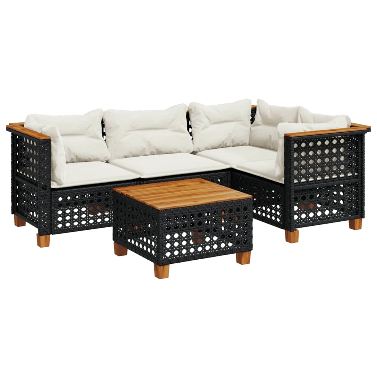 vidaXL 5-Tlg Garten-Sofagarnitur mit Kissen Schwarz Poly Rattan 3261806 günstig online kaufen