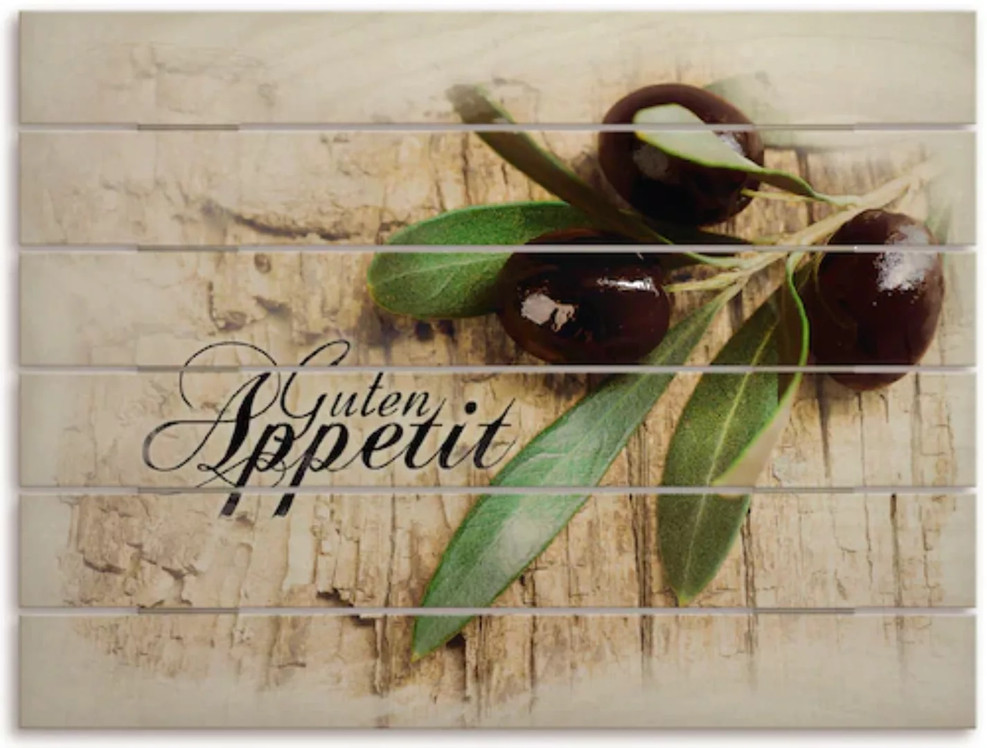 Artland Holzbild "Oliven Guten Appetit", Obst Bilder, (1 St.) günstig online kaufen