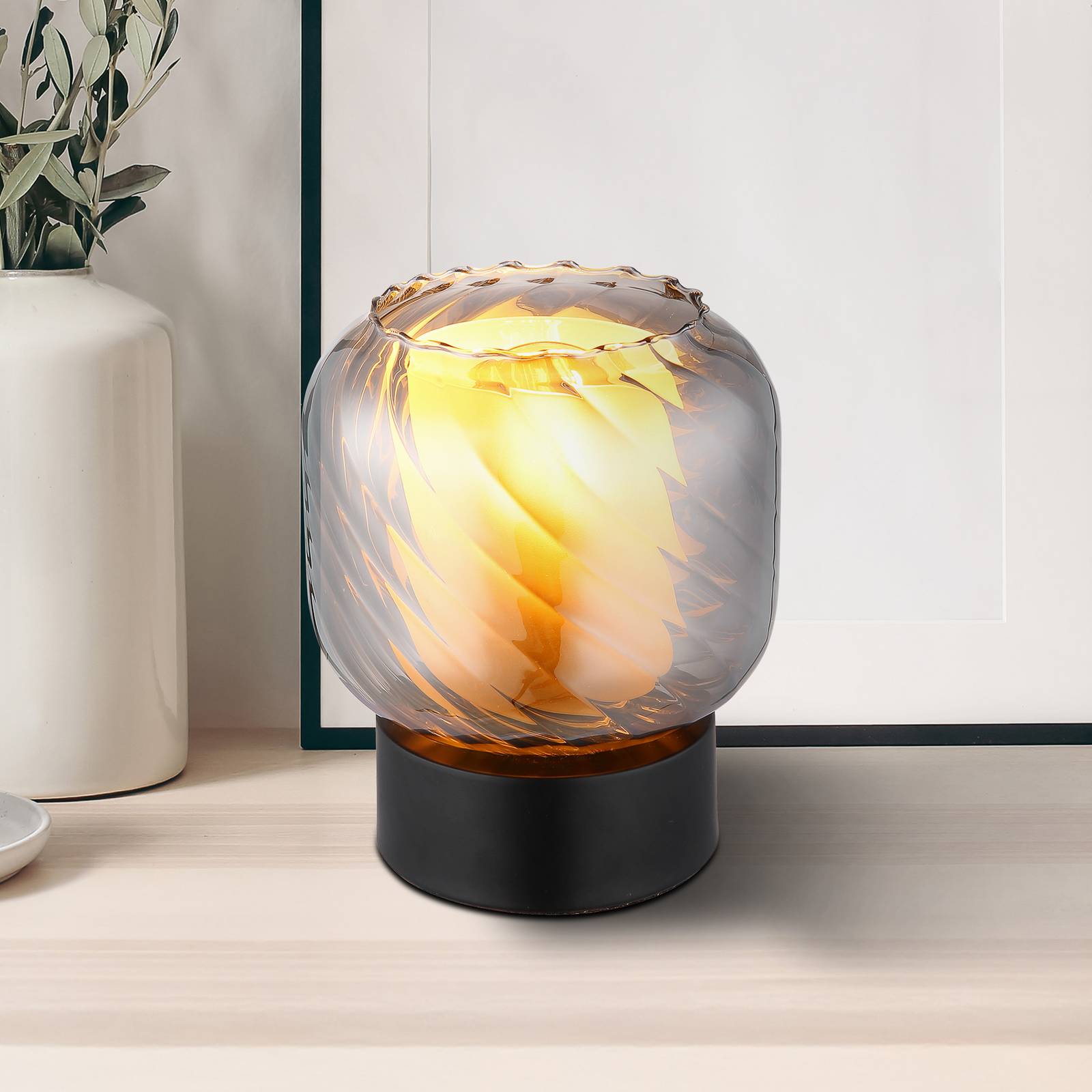 Tischlampe Xia, Höhe 17 cm, rauchgrau, Glas günstig online kaufen
