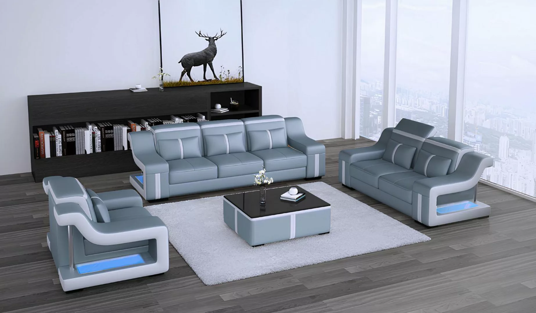 Xlmoebel Sofa Designer-Sofa mit drei Sitzplätzen und USB-Anschluss, gepolst günstig online kaufen