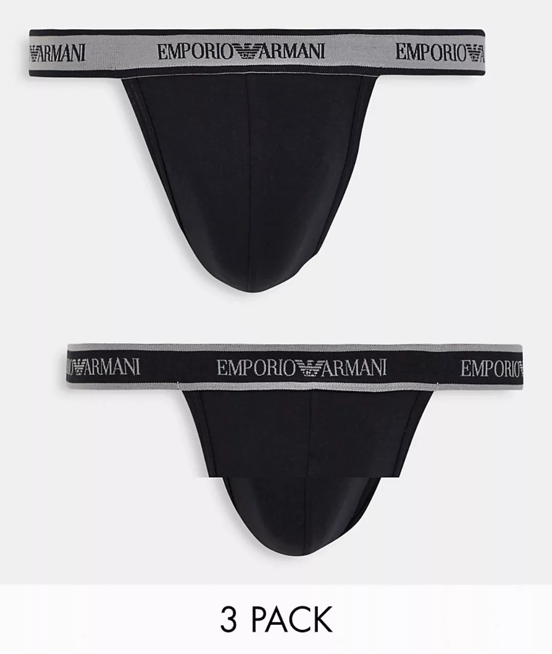 Emporio Armani Bodywear – 2er-Pack Jockstraps in Schwarz mit Logobund günstig online kaufen