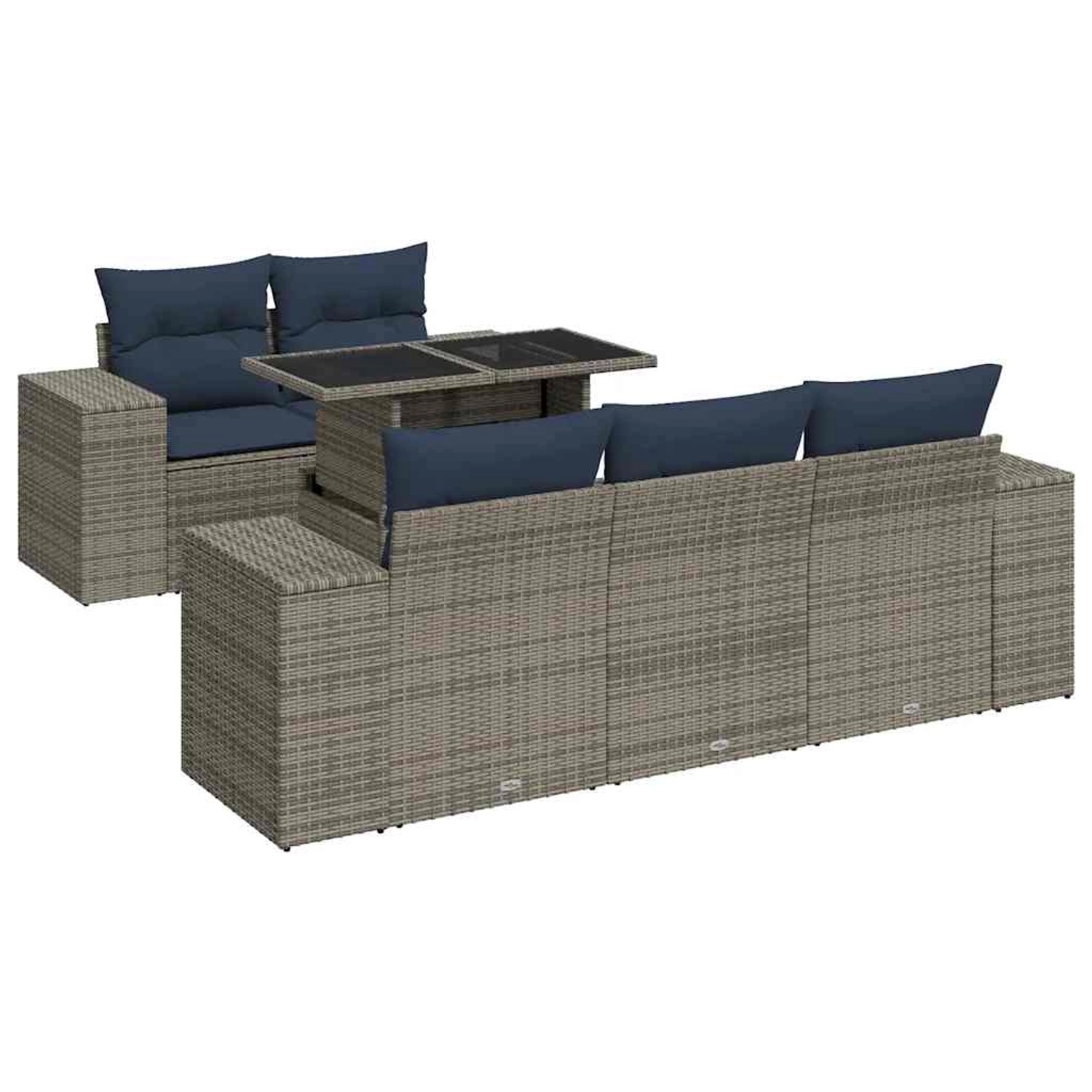 vidaXL 6-Tlg Garten-Sofagarnitur mit Kissen Grau Poly Rattan Akazie 3326732 günstig online kaufen