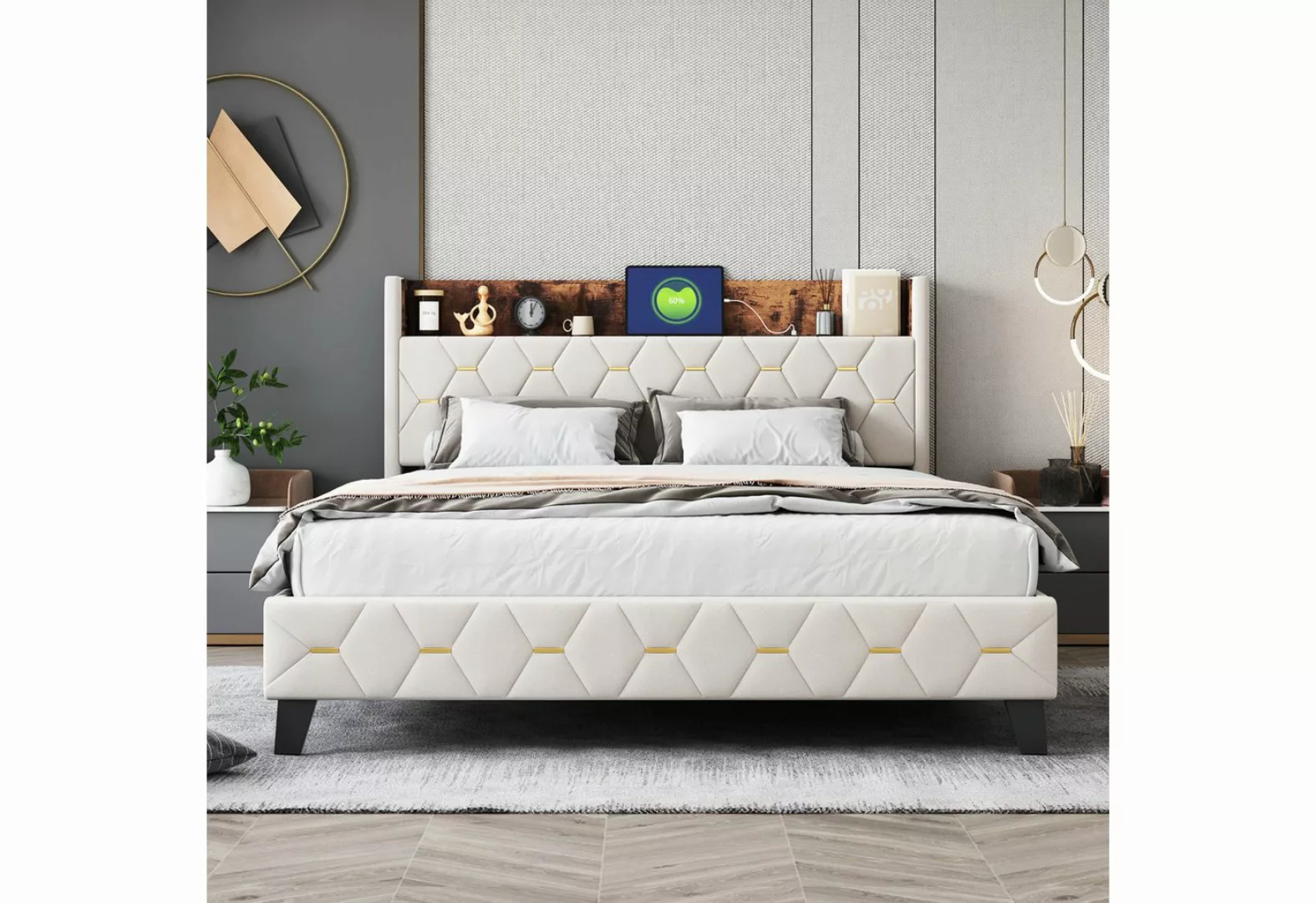 IDEASY Polsterbett Doppelbett, Queen-Size-Bett, 160 x 200 cm, (Stauraum am günstig online kaufen