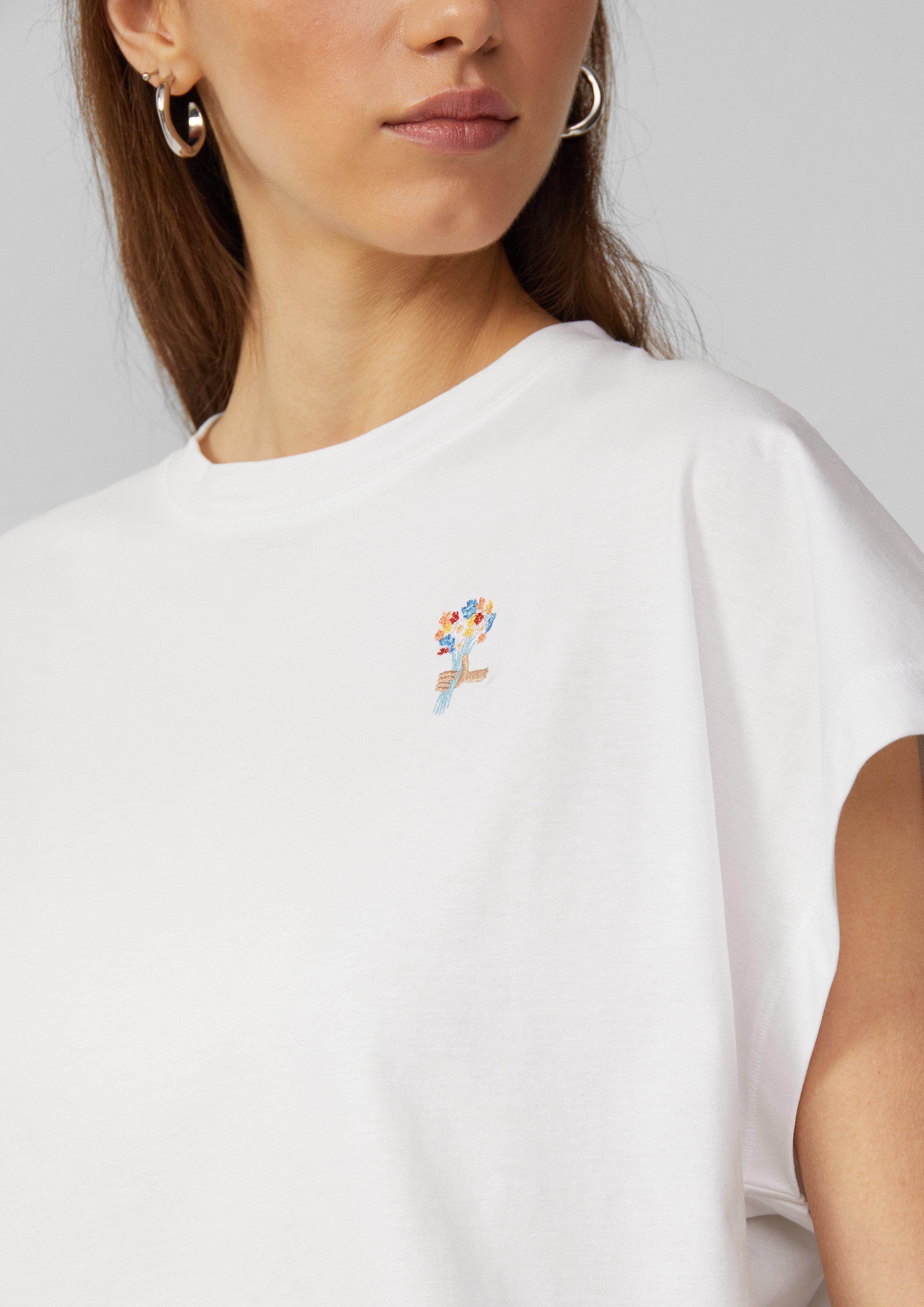 QS Kurzarmshirt Lässiges Shirt mit überschnittener günstig online kaufen