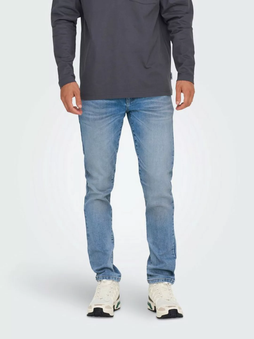 ONLY & SONS Slim-fit-Jeans Herren Slim Fit Jeans helle Waschung niedrige Ta günstig online kaufen