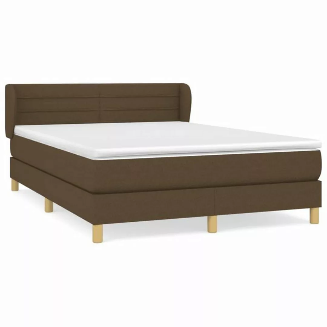 vidaXL Bettgestell Boxspringbett mit Matratze Dunkelbraun 140x200 cm Stoff günstig online kaufen