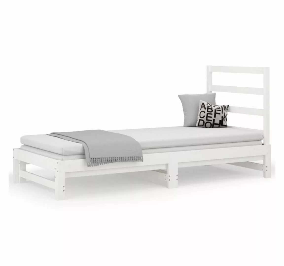 vidaXL Gästebett Gästebett Tagesbett Ausziehbar Weiß 2x90x190 cm Massivholz günstig online kaufen