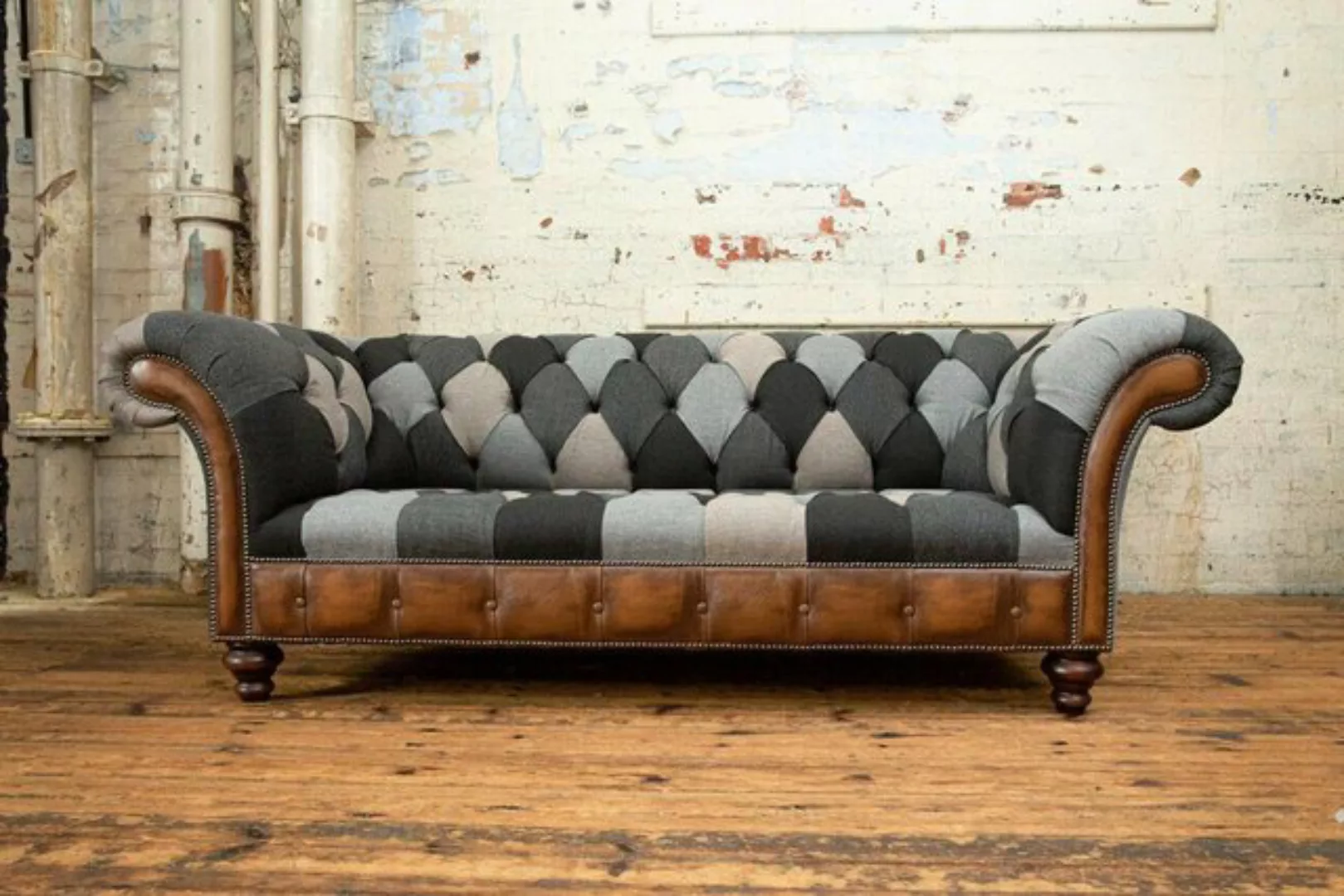 Xlmoebel 3-Sitzer Chesterfield Stoffsofa 3-Sitzer Polstersofa Luxus-Design, günstig online kaufen