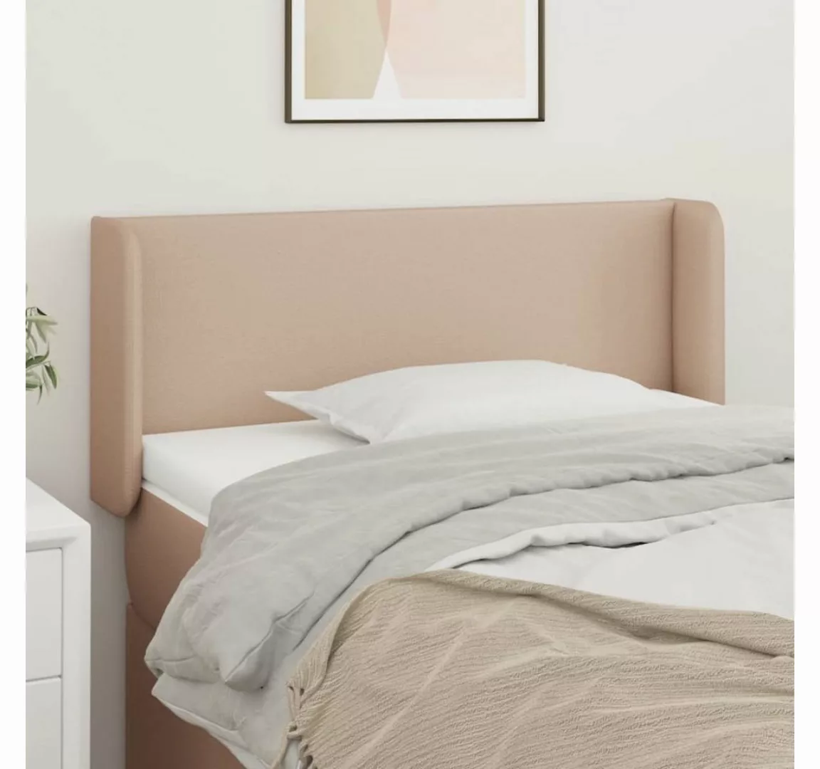 vidaXL Bett, Kopfteil mit Ohren Cappuccino-Braun 103x16x78/88 cm Kunstleder günstig online kaufen