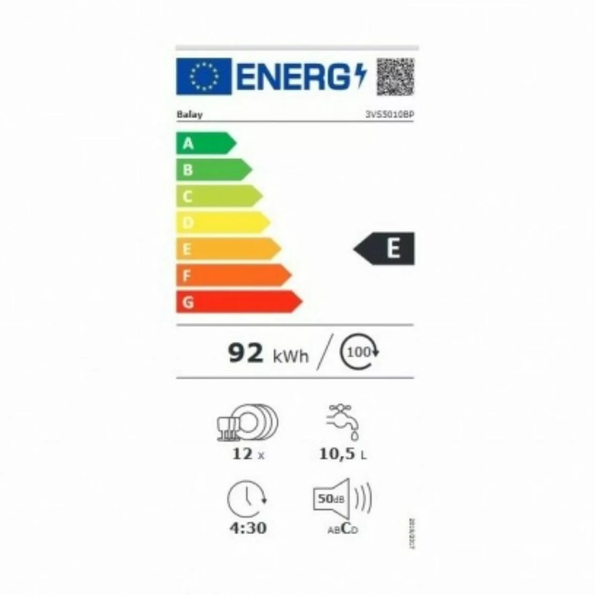 Geschirrspüler Balay 3vs5010bp Weiß (60 Cm) günstig online kaufen