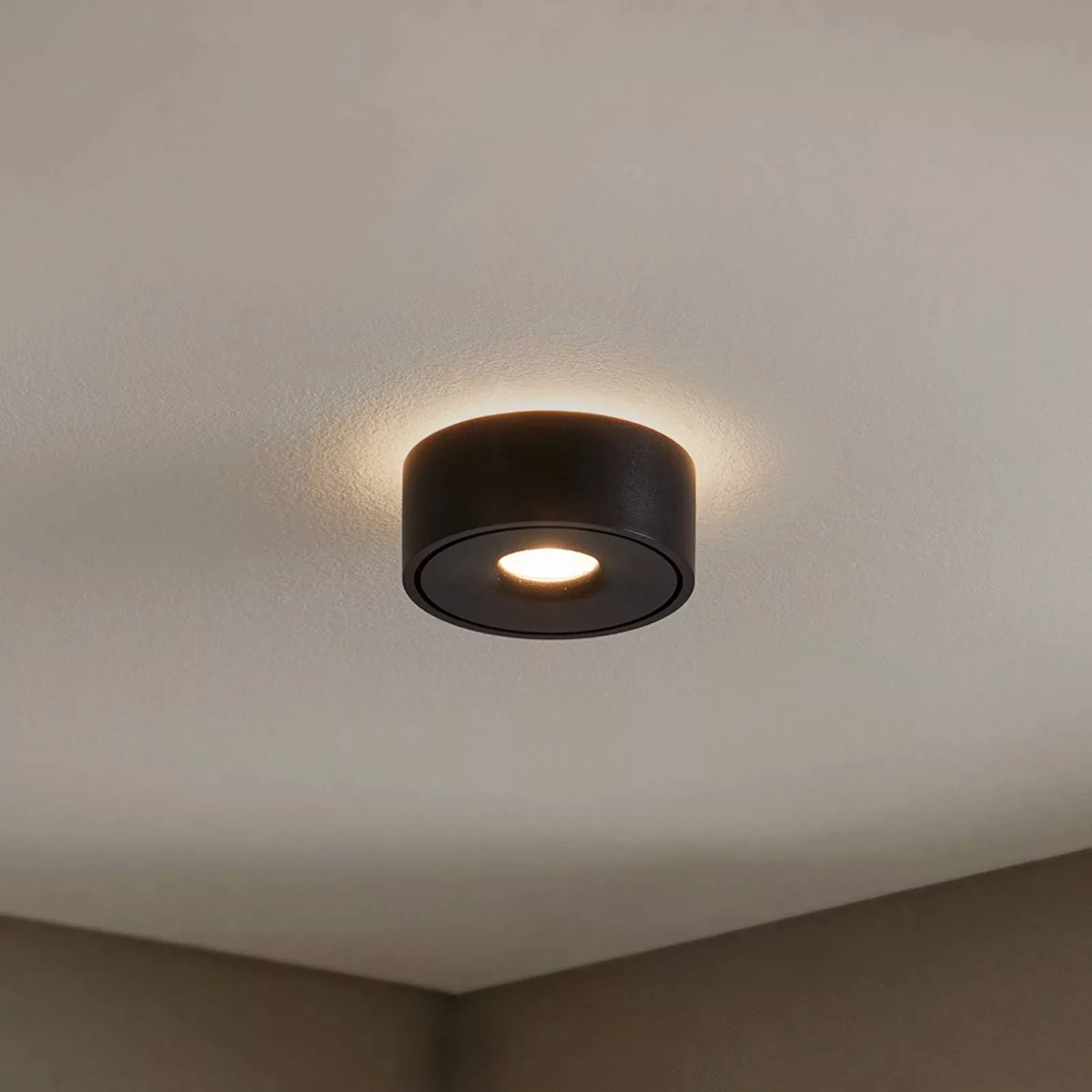 Arcchio LED-Deckenlampe Rotari, Ø 12 cm, up & down, schwarz günstig online kaufen