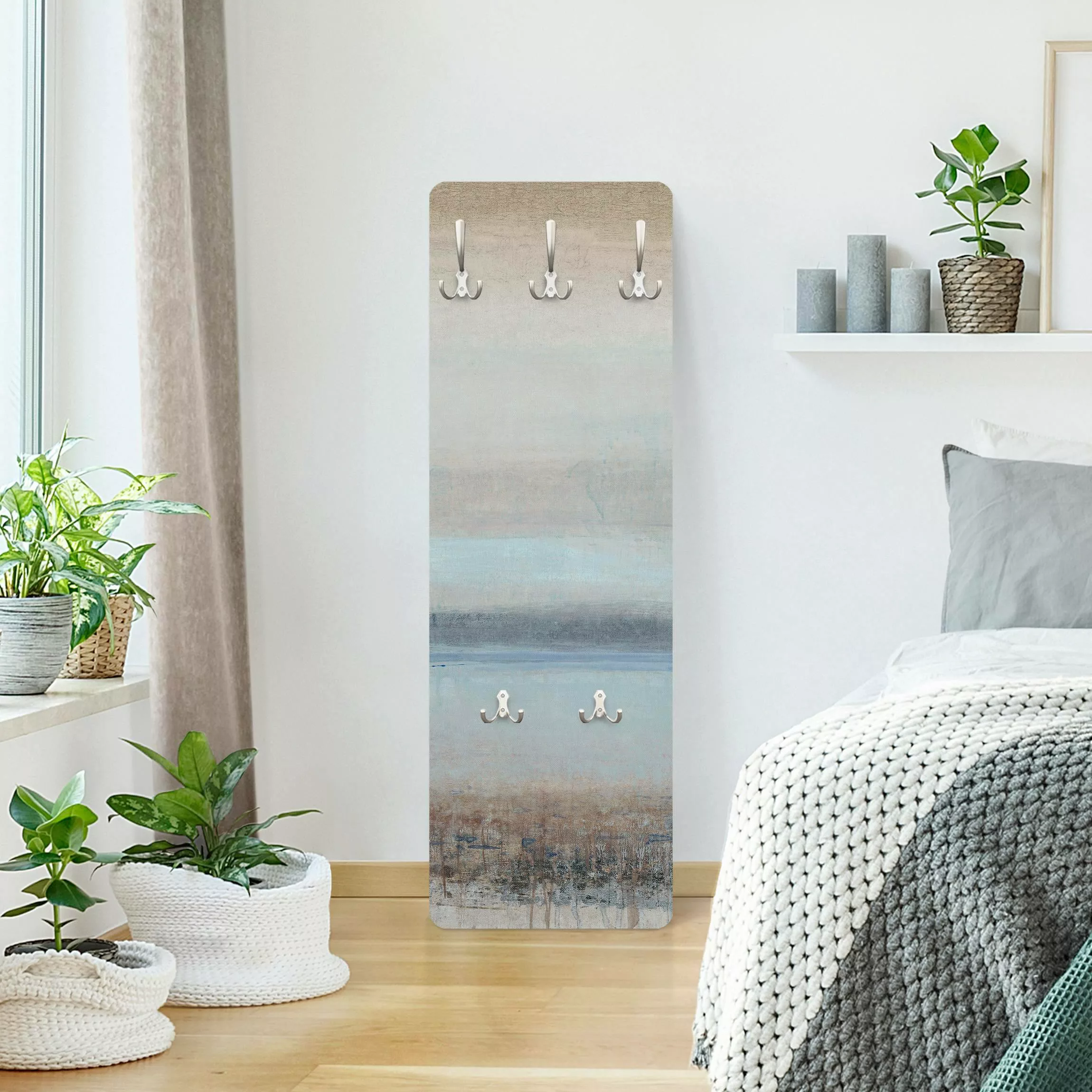 Wandgarderobe Holzpaneel Abstrakt Horizont über Blau I günstig online kaufen