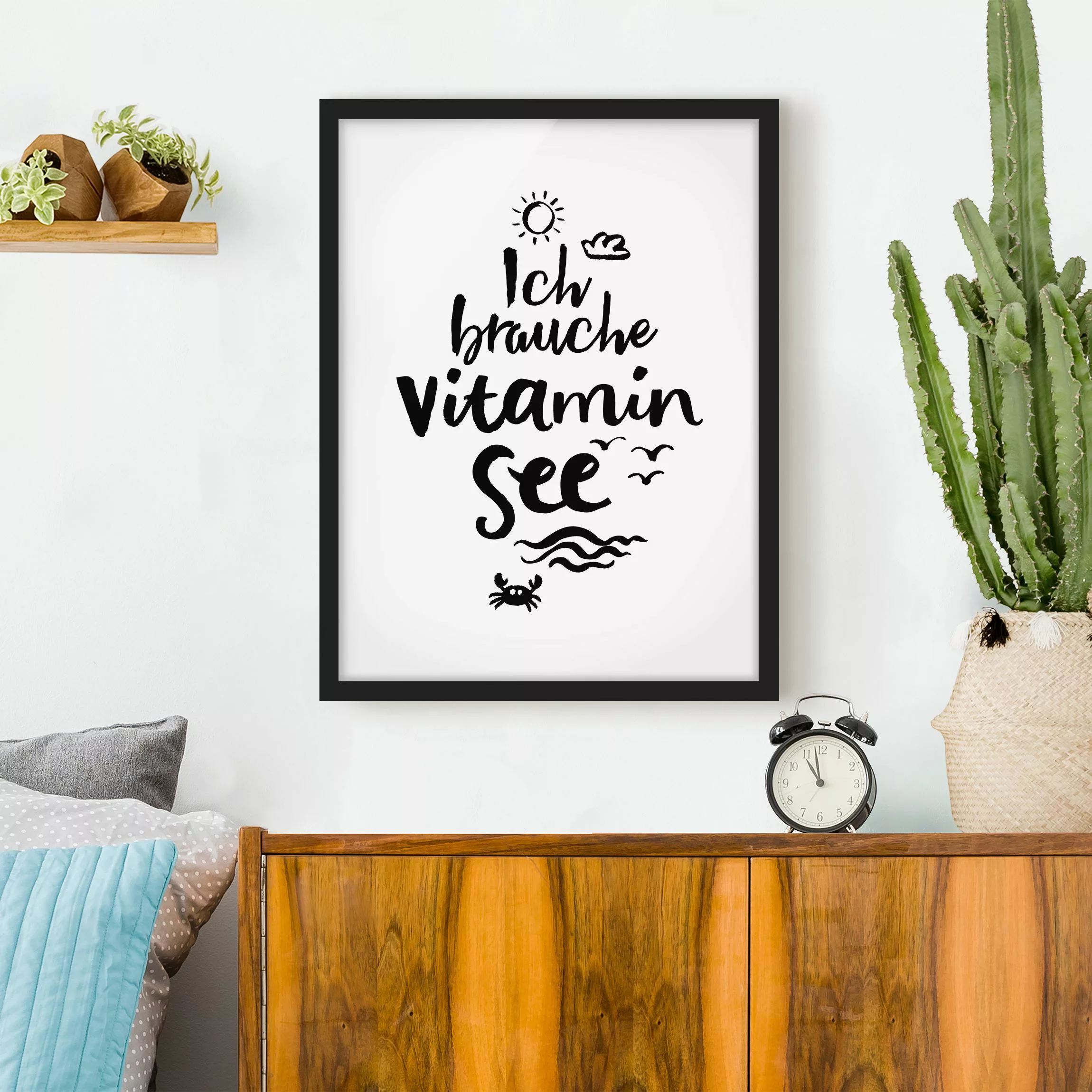 Bild mit Rahmen Spruch - Hochformat Ich brauche Vitamin See günstig online kaufen