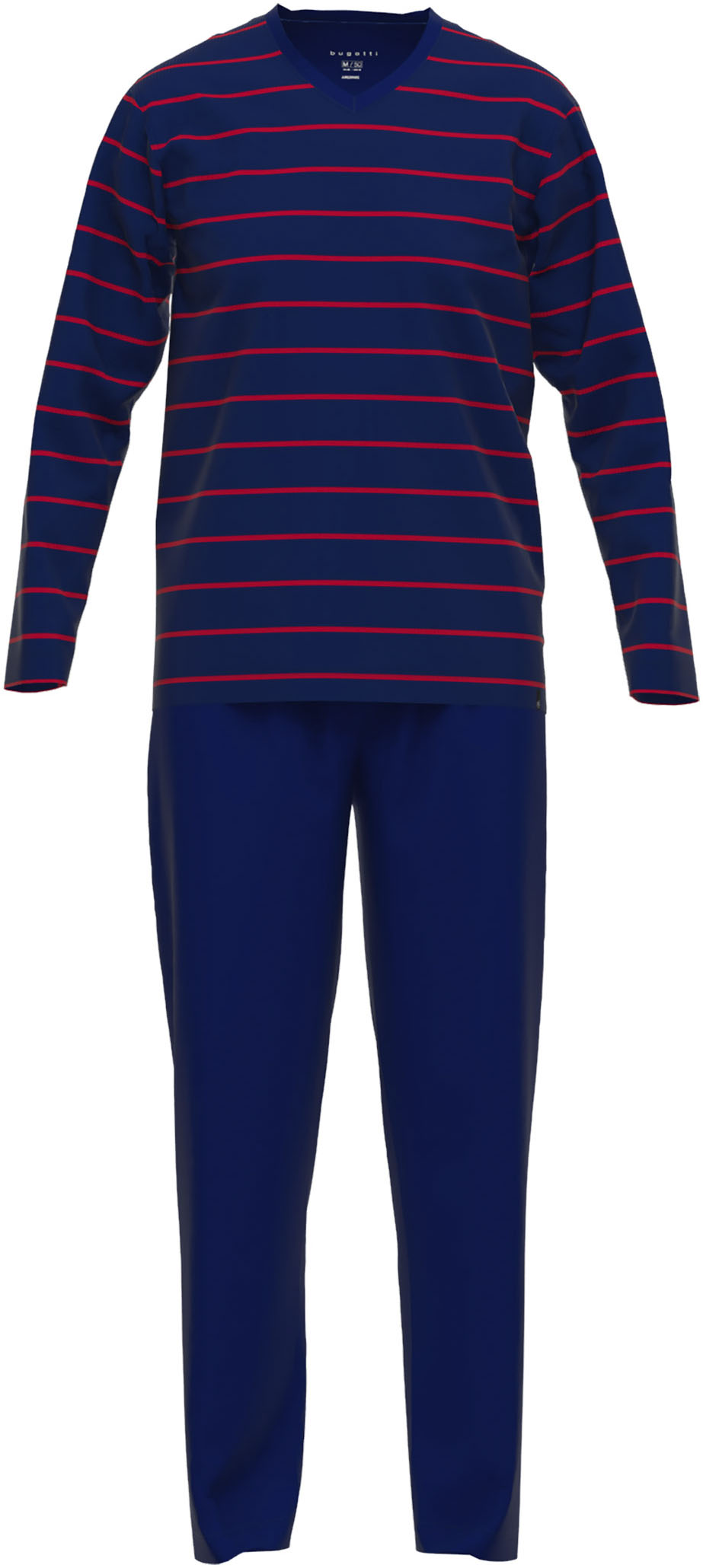 bugatti Pyjama, (2 tlg.), Rundhalsausschnitt, Langarm, lange Hose, Streifen günstig online kaufen