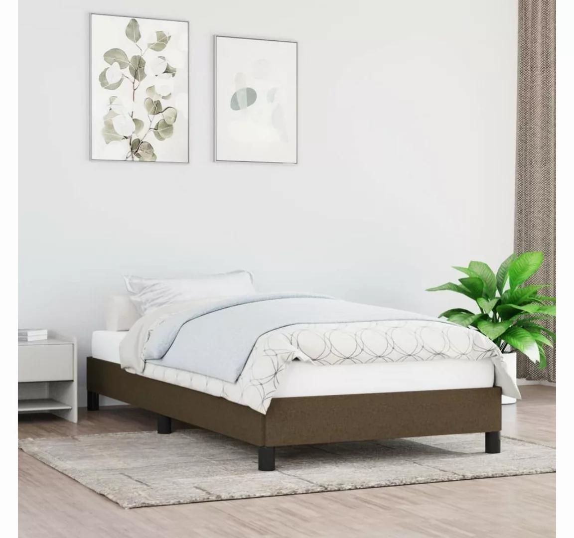 vidaXL Bett Bettgestell Dunkelbraun 90x200 cm Stoff günstig online kaufen