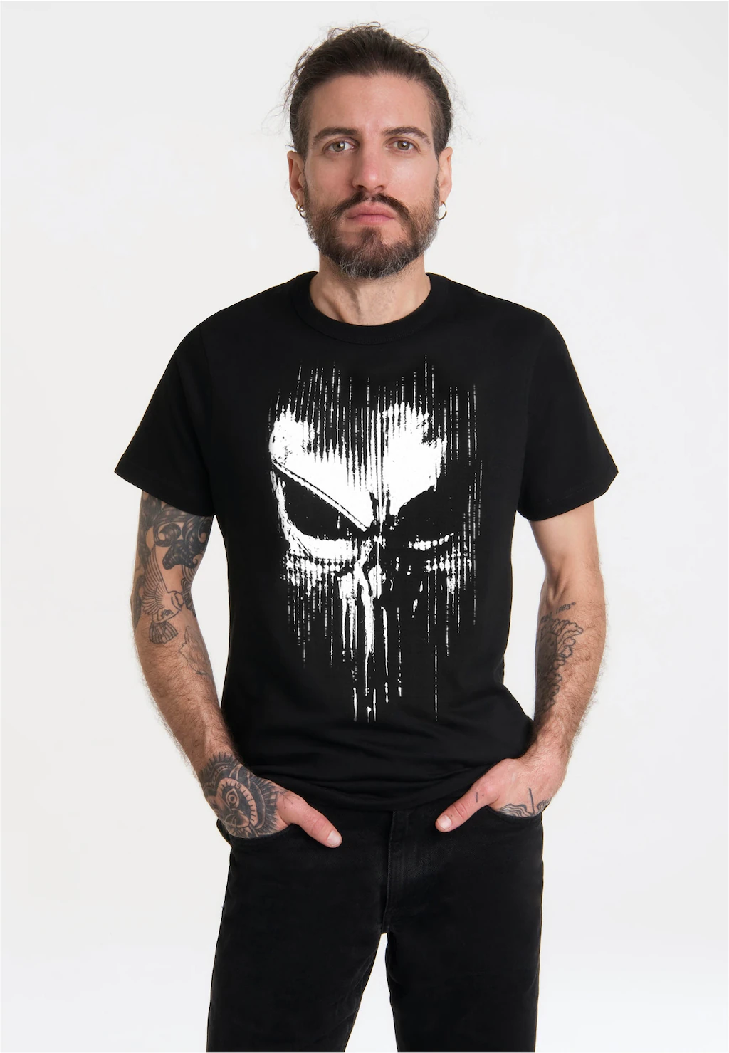 LOGOSHIRT T-Shirt "Marvel - Punisher Striped Skull", mit coolem Print günstig online kaufen