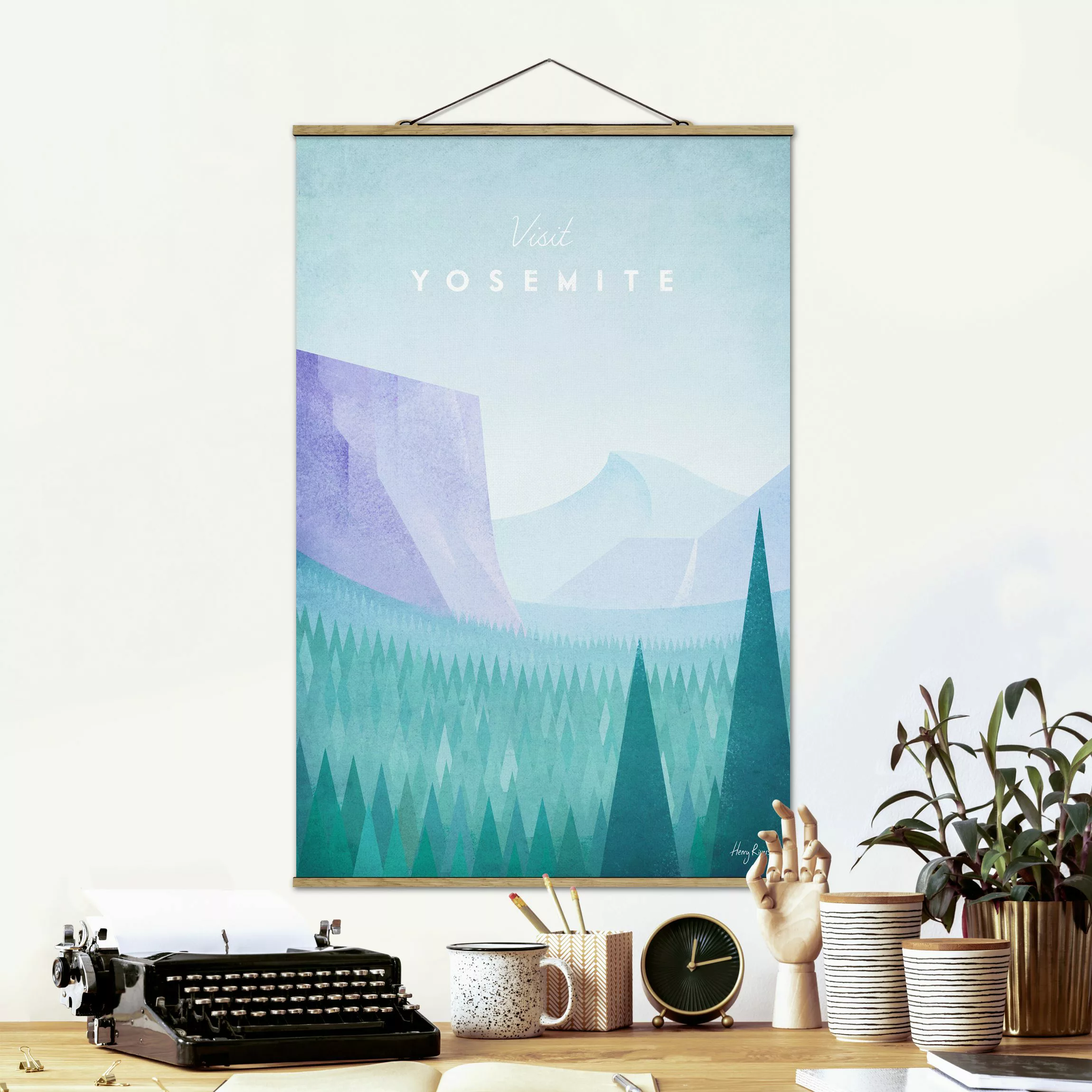 Stoffbild mit Posterleisten - Hochformat Reiseposter - Yosemite Park günstig online kaufen