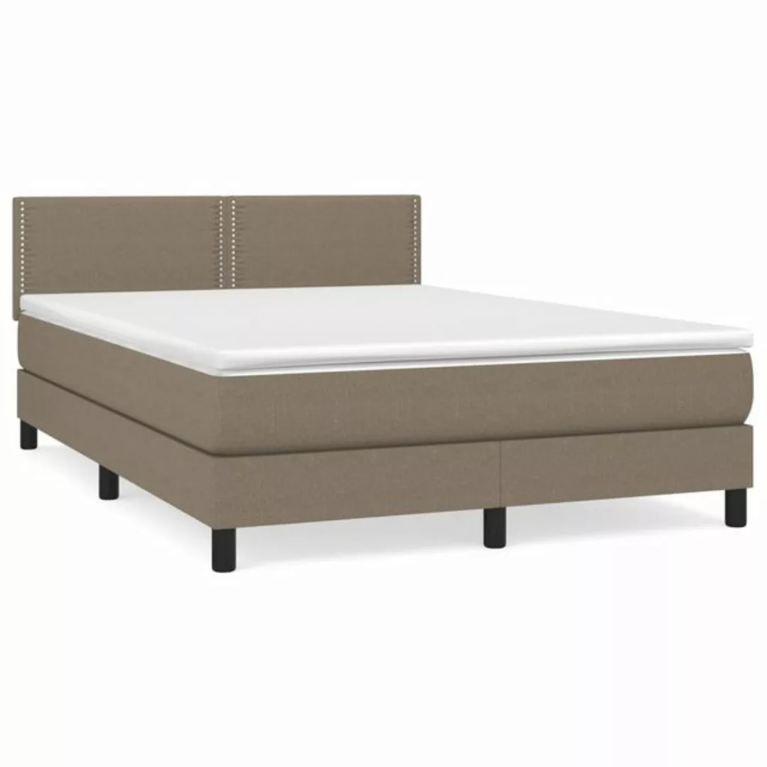 vidaXL Boxspringbett Boxspringbett mit Matratze Taupe 140x200 cm Stoff Bett günstig online kaufen