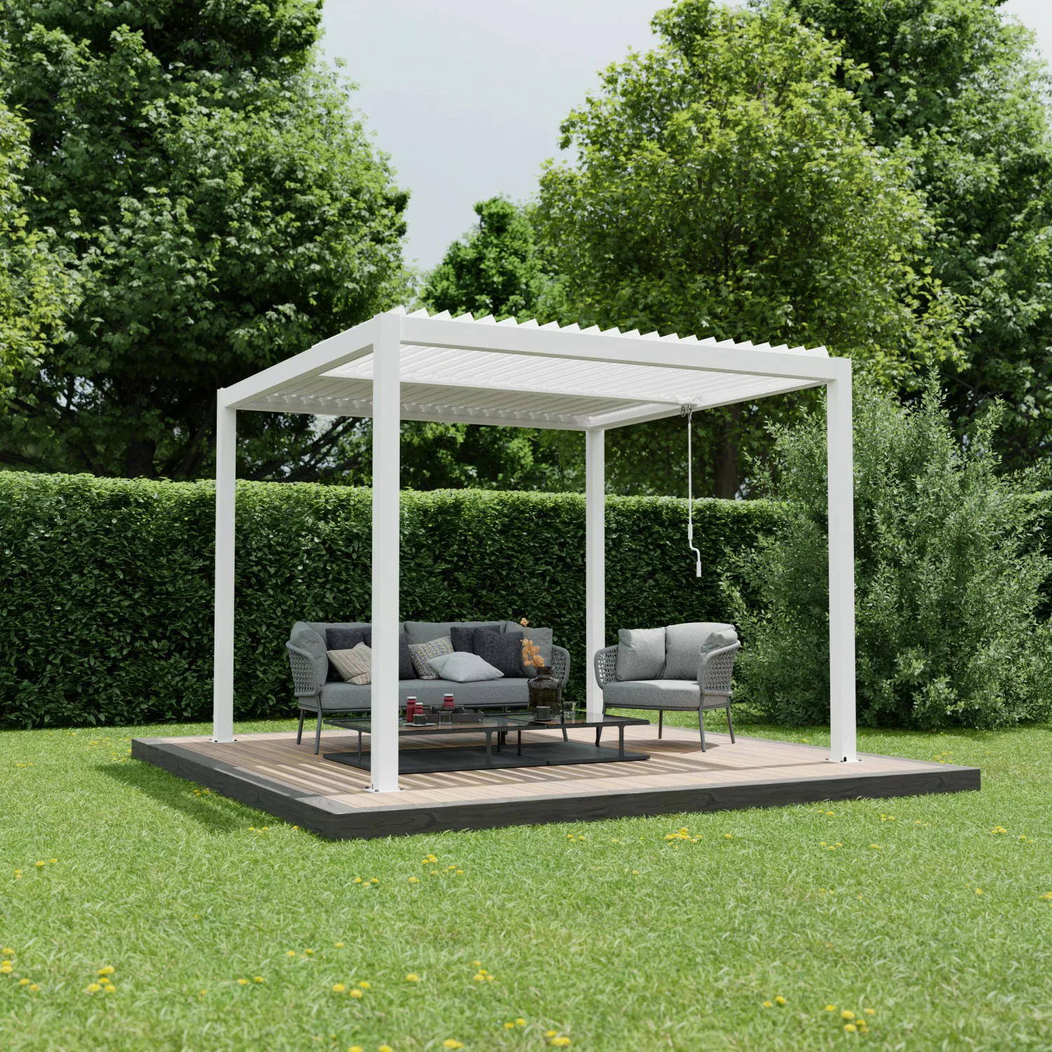 Ximax Pergola Shade Aluminium 300 cm x 300 cm Weiß inkl. Beleuchtung günstig online kaufen