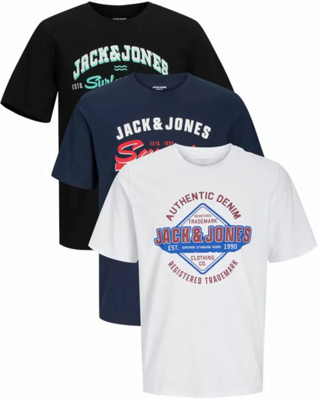 Jack & Jones Print-Shirt stilvolle Slim-Fit und Regular Shirts (Spar Set, 3 günstig online kaufen