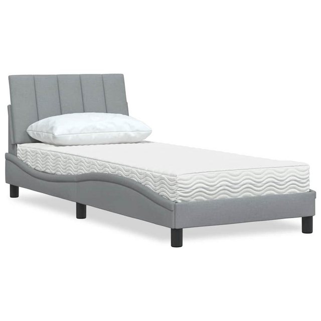 vidaXL Bett, Bett mit Matratze Hellgrau 90x200 cm Stoff günstig online kaufen