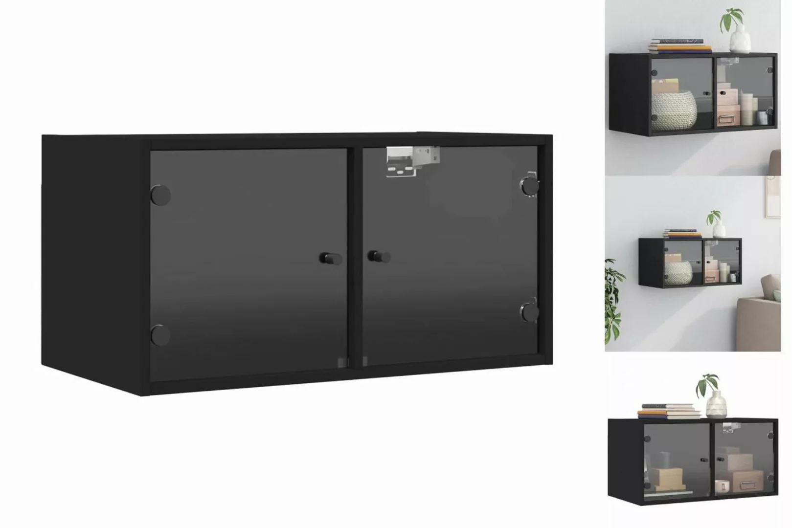 vidaXL Hängeschrank Hängeschrank Wandschrank mit Glastüren Schwarz 68,5x37x günstig online kaufen