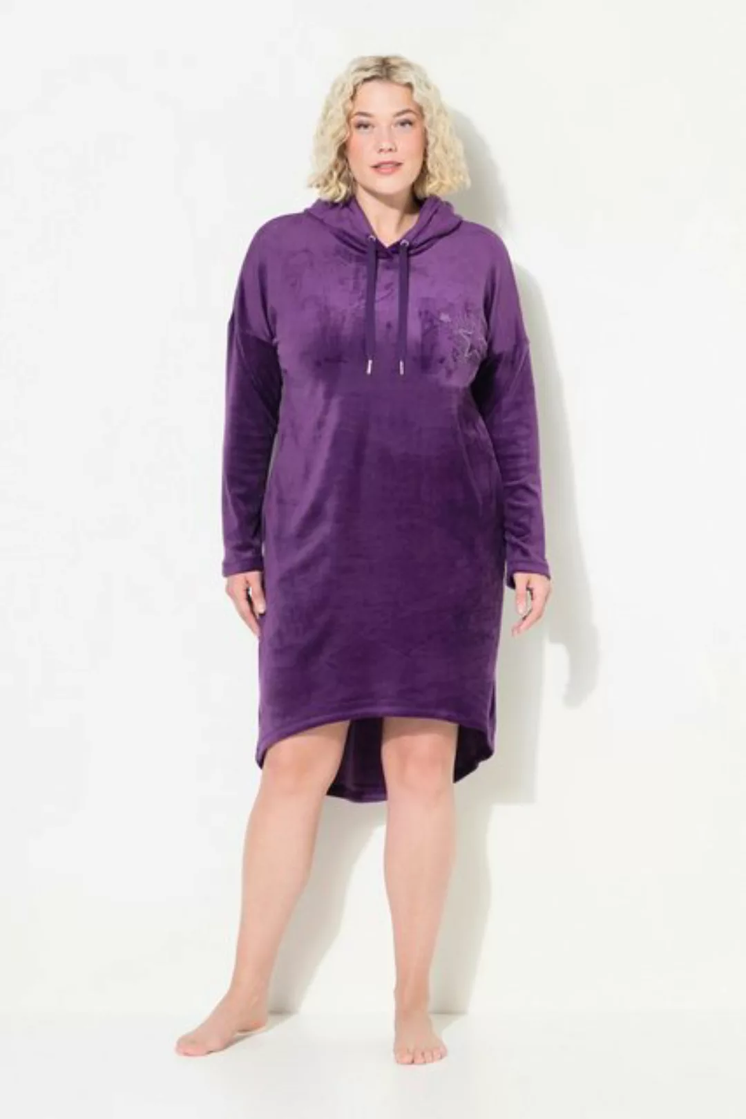 Ulla Popken Jerseykleid Loungewear-Nickikleid Kapuze Langarm recycelt günstig online kaufen