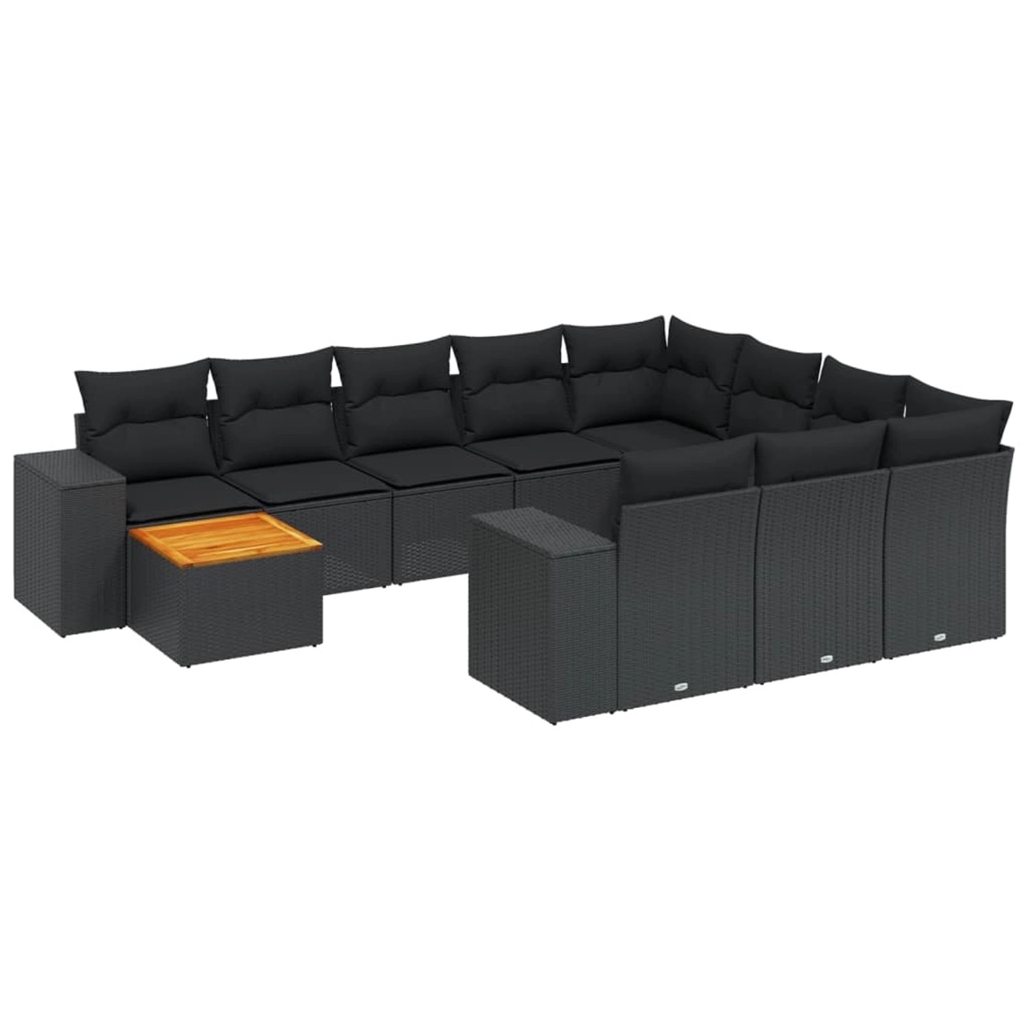 vidaXL 11-tlg Garten-Sofagarnitur mit Kissen Schwarz Poly Rattan Modell 63 günstig online kaufen