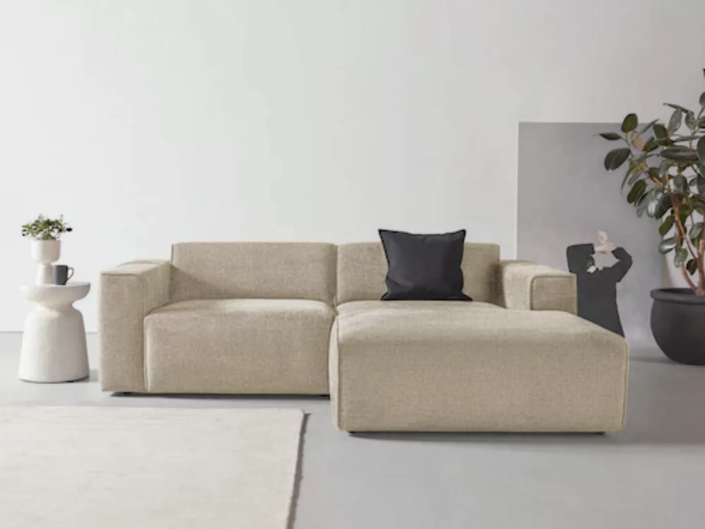 andas Ecksofa "Noord", mit Kedernaht, Breite 234 cm, Cord, Struktur, Websto günstig online kaufen