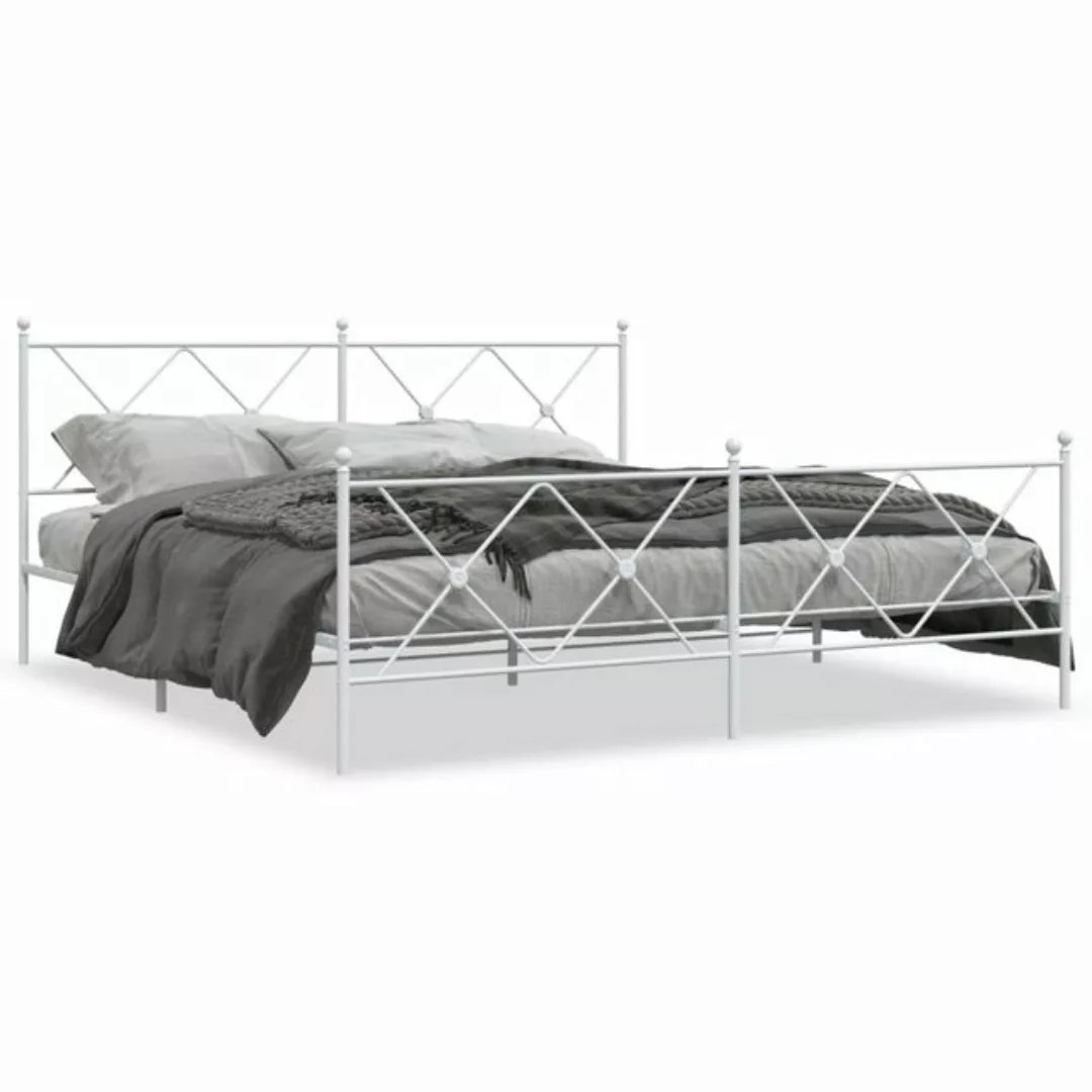 vidaXL Bettgestell, Bettrahmen mit Kopf- und Fußteil Metall Weiß 180x200 cm günstig online kaufen