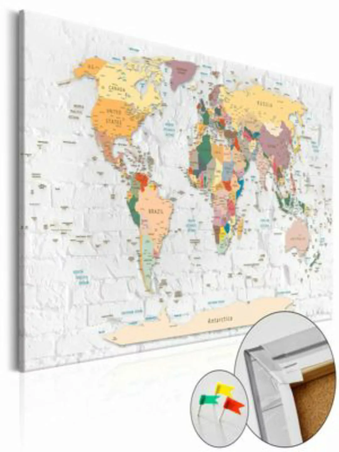 artgeist Pinnwand Bild World's Walls [Cork Map] mehrfarbig Gr. 90 x 60 günstig online kaufen