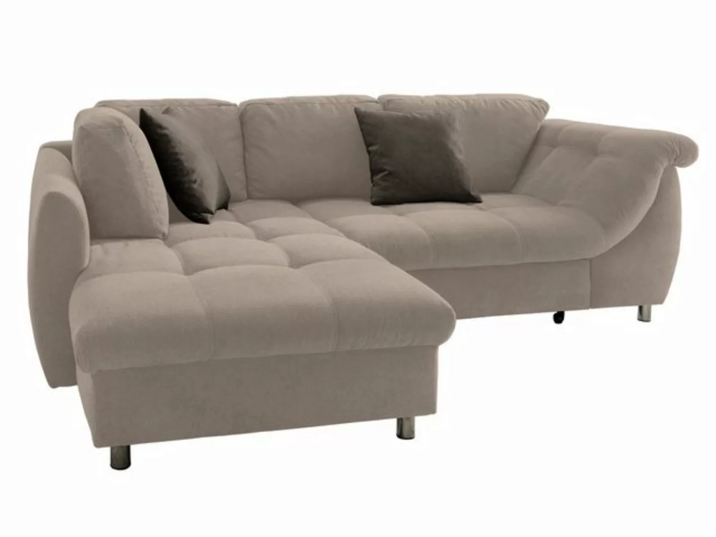 luma-home Ecksofa 17012, 250x190 cm, Ottomane links, Bettfunktion, Wellenun günstig online kaufen