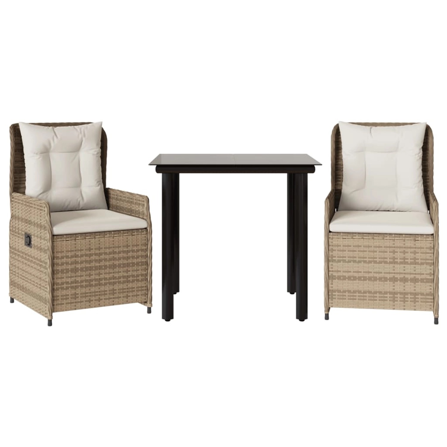 vidaXL 3-Tlg Garten-Essgruppe mit Kissen Beige Poly Rattan 3262889 günstig online kaufen