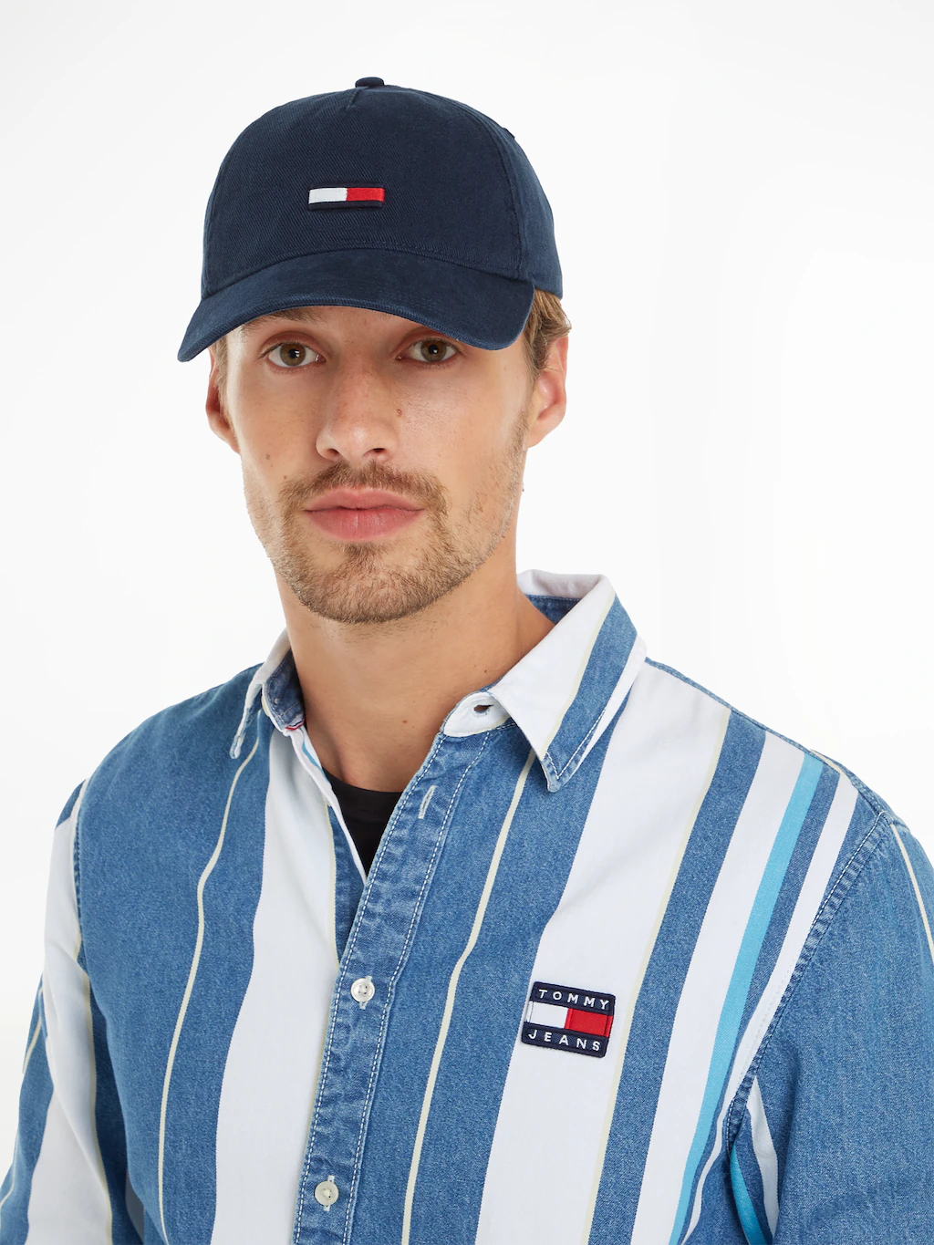 Tommy Jeans Baseball Cap "TJM ELONGATED FLAG DENIM CAP", mit Logostickerei günstig online kaufen