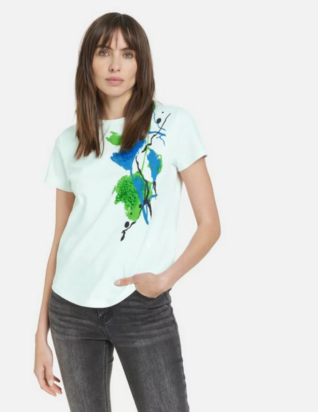 Taifun Kurzarmshirt Baumwoll-Shirt mit platziertem Frontprint günstig online kaufen