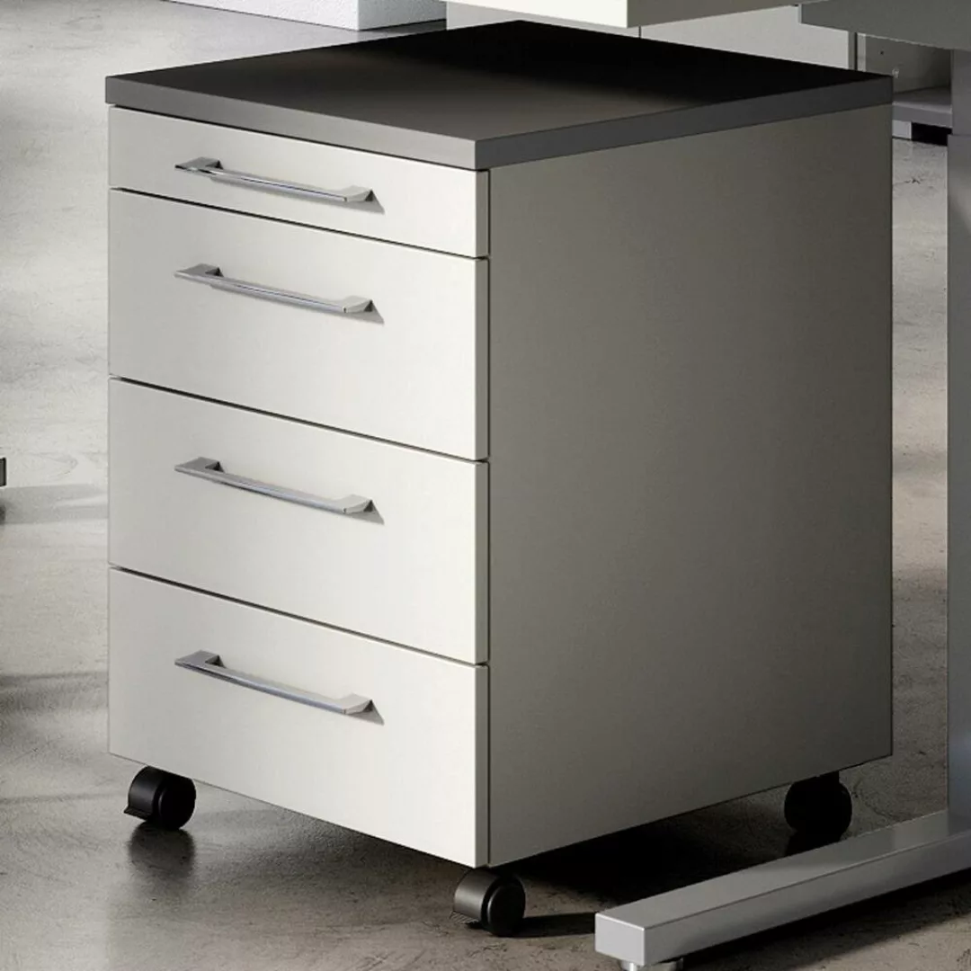 Büro Rollcontainer PRATO-01 in grau mit graphit, B/H/T: ca. 42/61/49 cm günstig online kaufen