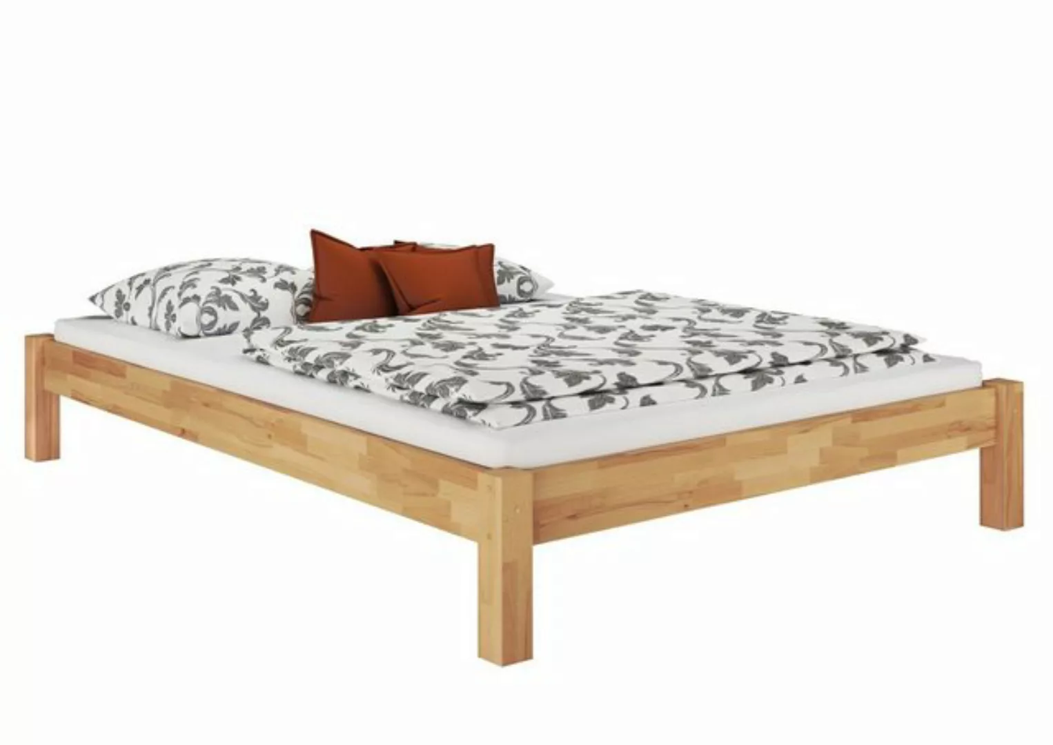 ERST-HOLZ Bett Ehebett Doppelbett Kingsize-Bett Buche massiv 200x200, Buche günstig online kaufen