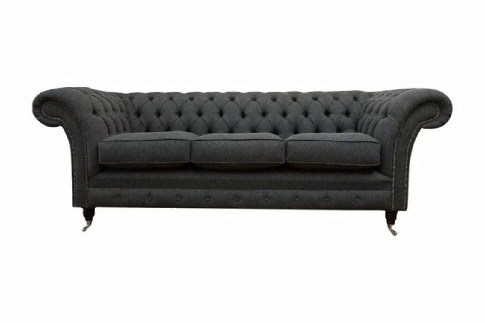 JVmoebel Sofa Chesterfield Textil Polster Design Sofa Luxus Couch Grau Sofa günstig online kaufen