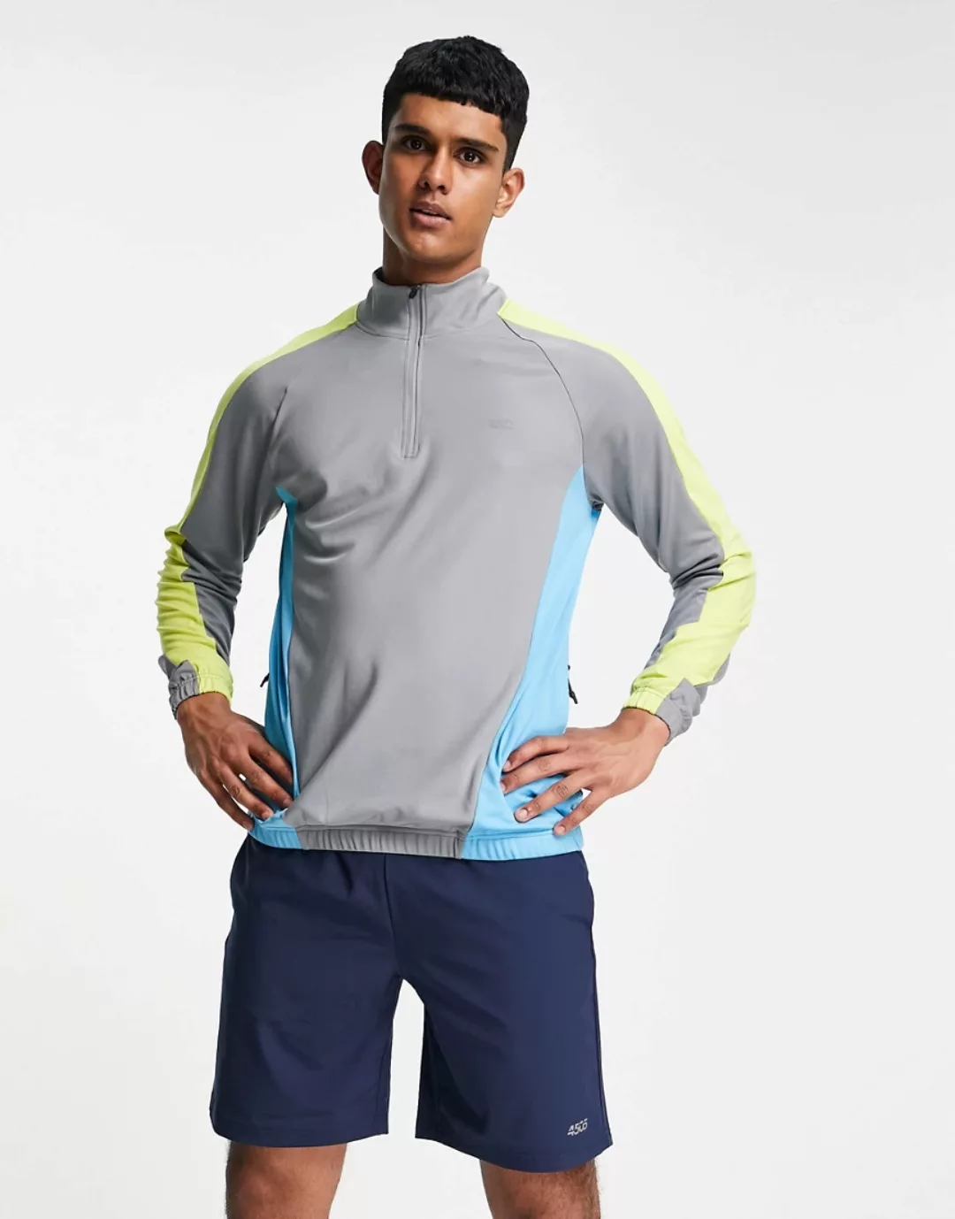 ASOS 4505 – Trainings-Sweatshirt aus Polyester-Trikot mit kurzem Reißversch günstig online kaufen