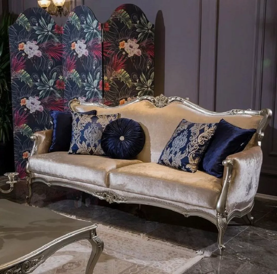 Casa Padrino Sofa Luxus Barock Wohnzimmer Sofa mit dekorativen Kissen Rosa günstig online kaufen