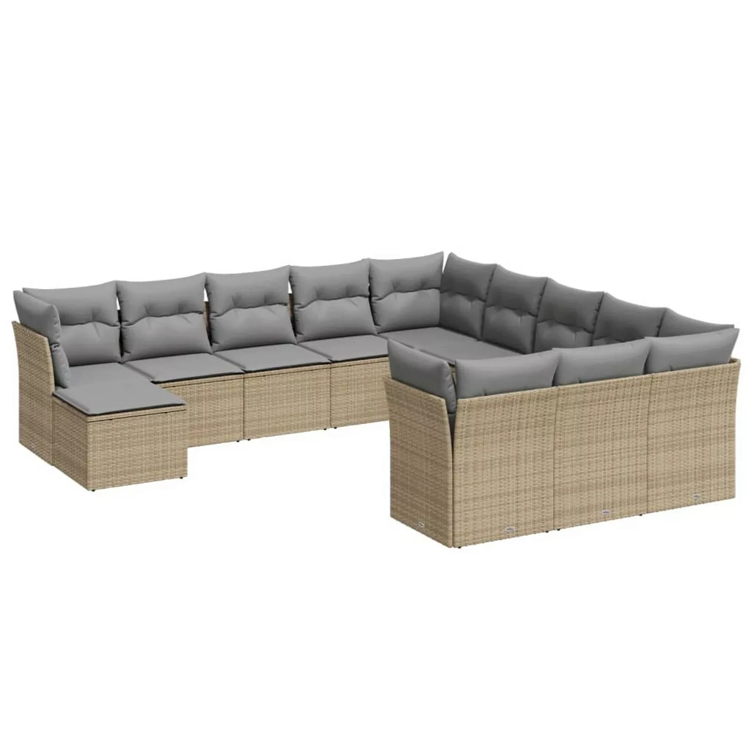 vidaXL 12-tlg Garten-Sofagarnitur mit Kissen Beige Poly Rattan Modell 51 günstig online kaufen