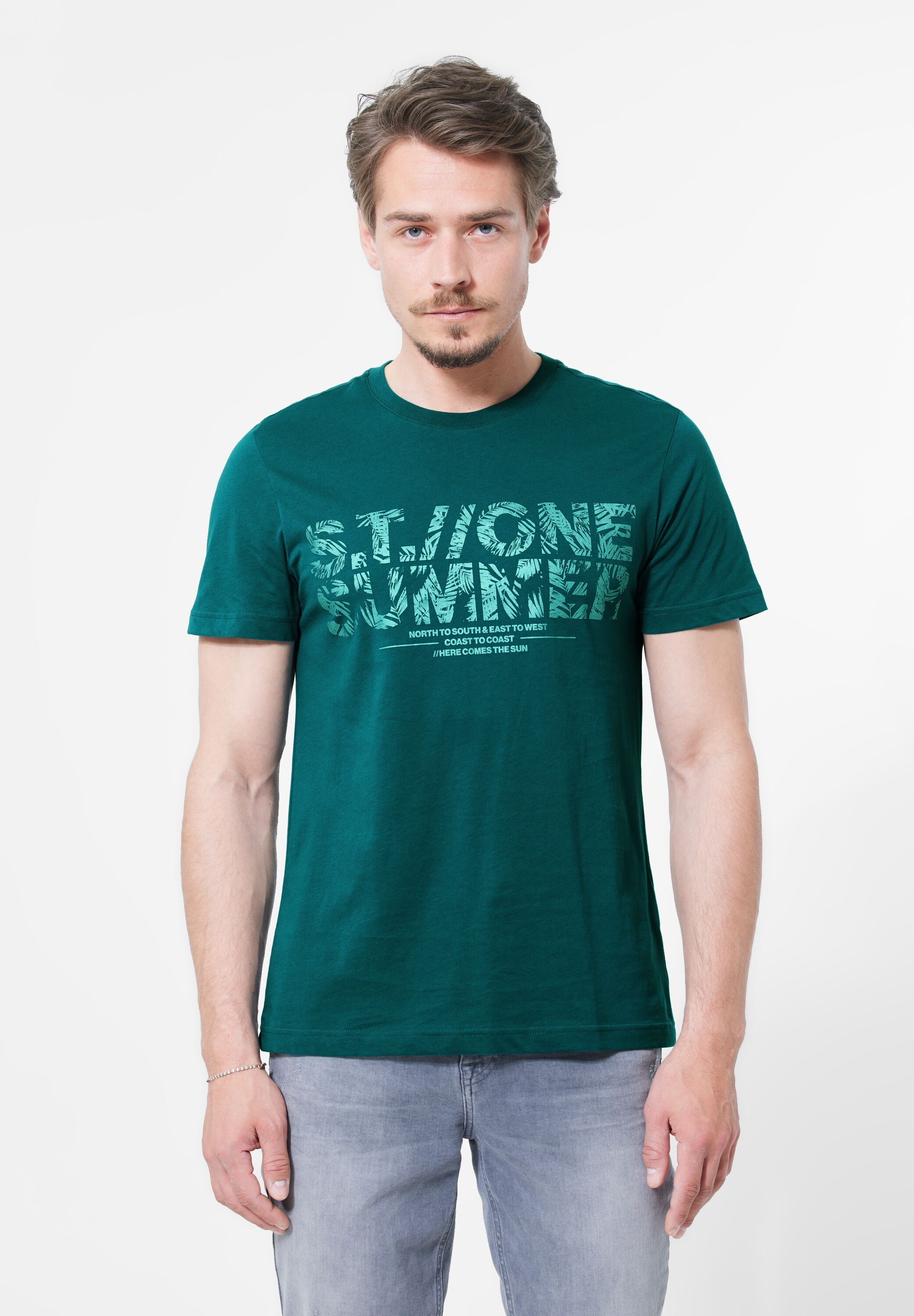 STREET ONE MEN T-Shirt, in Unifarbe günstig online kaufen