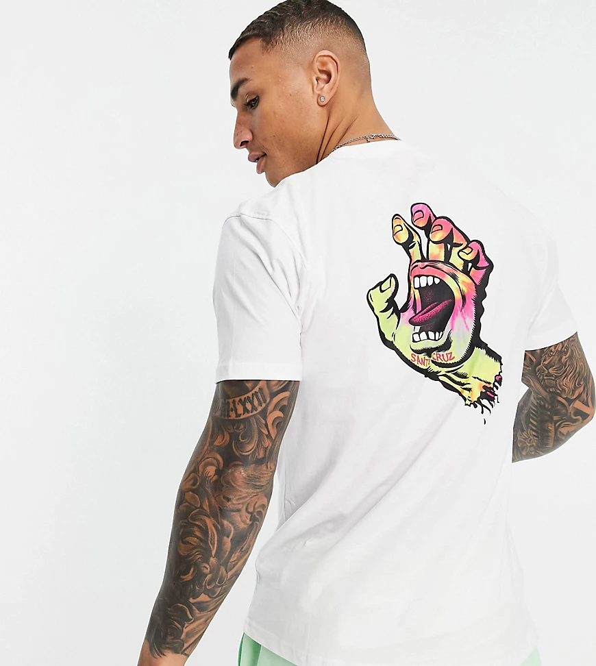 Santa Cruz – Weißes T-Shirt mit Handlogo im Batikdesign, exklusiv bei ASOS günstig online kaufen