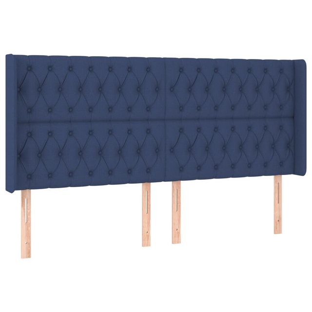 vidaXL Bett, Kopfteil mit Ohren Blau 203x16x118/128 cm Stoff günstig online kaufen