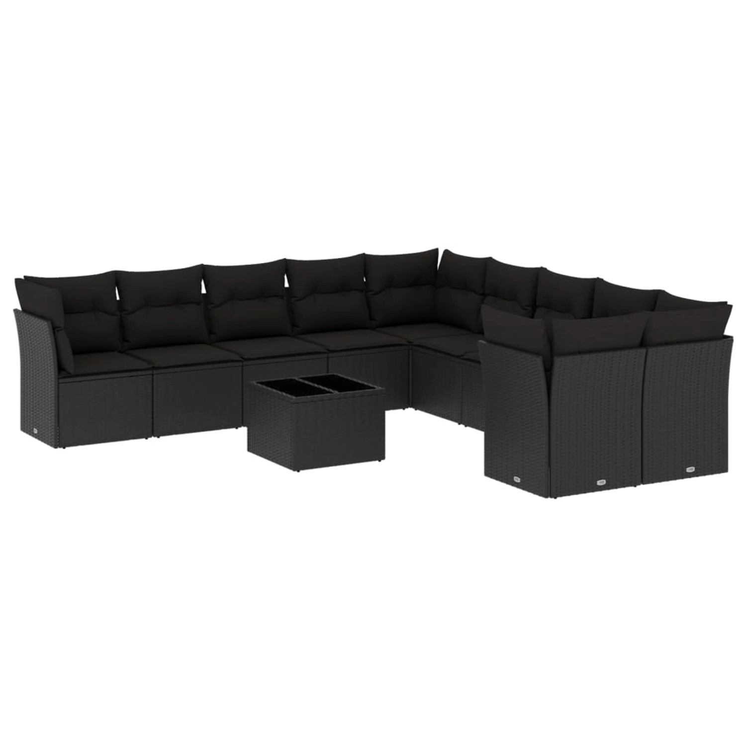 vidaXL 11-tlg Garten-Sofagarnitur mit Kissen Schwarz Poly Rattan Modell 28 günstig online kaufen