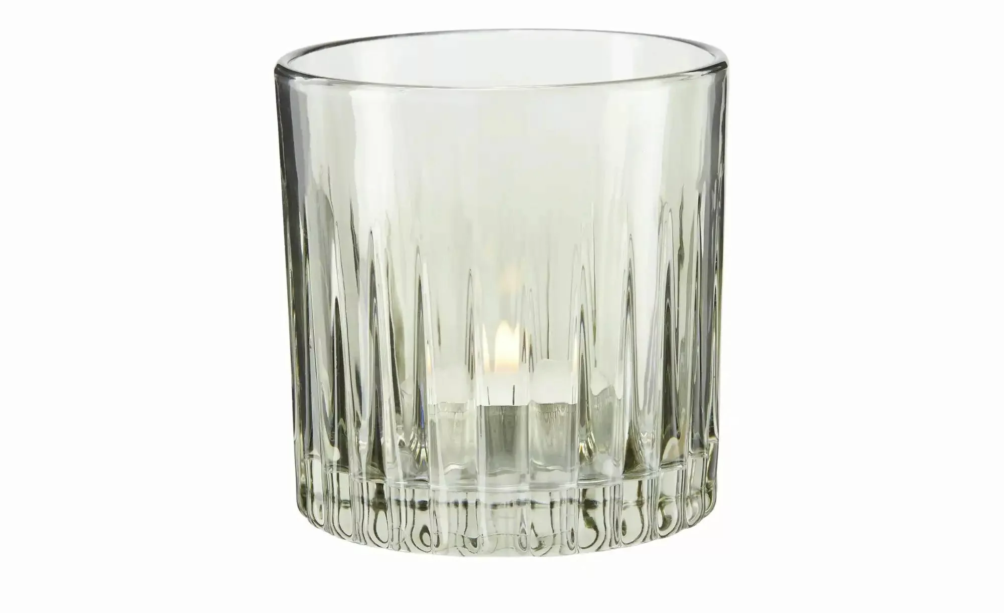 HOME STORY Teelichtglas   ¦ grau ¦ Glas ¦ Maße (cm): H: 8  Ø: 9 Accessoires günstig online kaufen