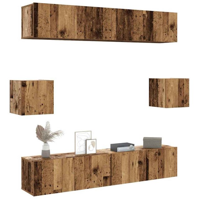 vidaXL Schrankmodule 6-tlg. TV-Schrank-Set Wandmontage Altholz-Optik Holzwe günstig online kaufen