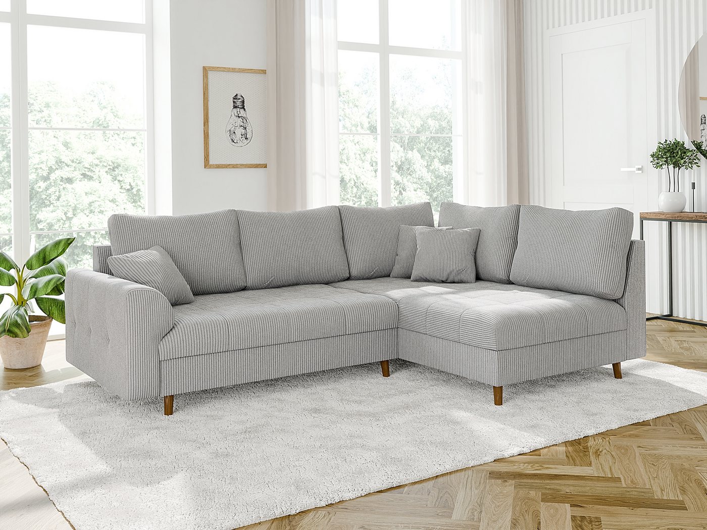S-Style Möbel Ecksofa Zara mit Braun Holzfüßen im skandinavischen Stil aus günstig online kaufen
