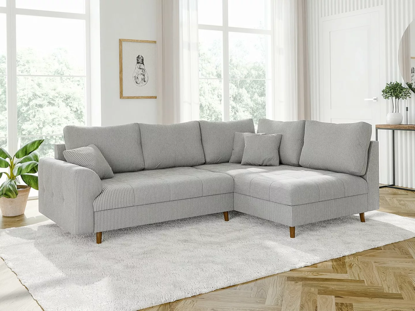 S-Style Möbel Ecksofa Zara mit Braun Holzfüßen im skandinavischen Stil aus günstig online kaufen